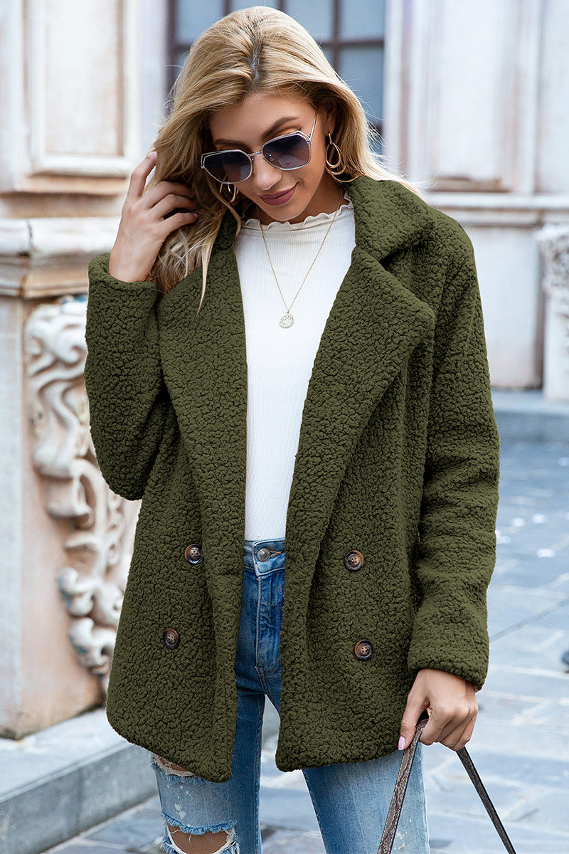 Full Size Lapel Collar Sherpa Coat